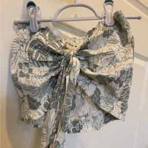 Ocean Drive green and White Sleeveless Tie Front Crop Top